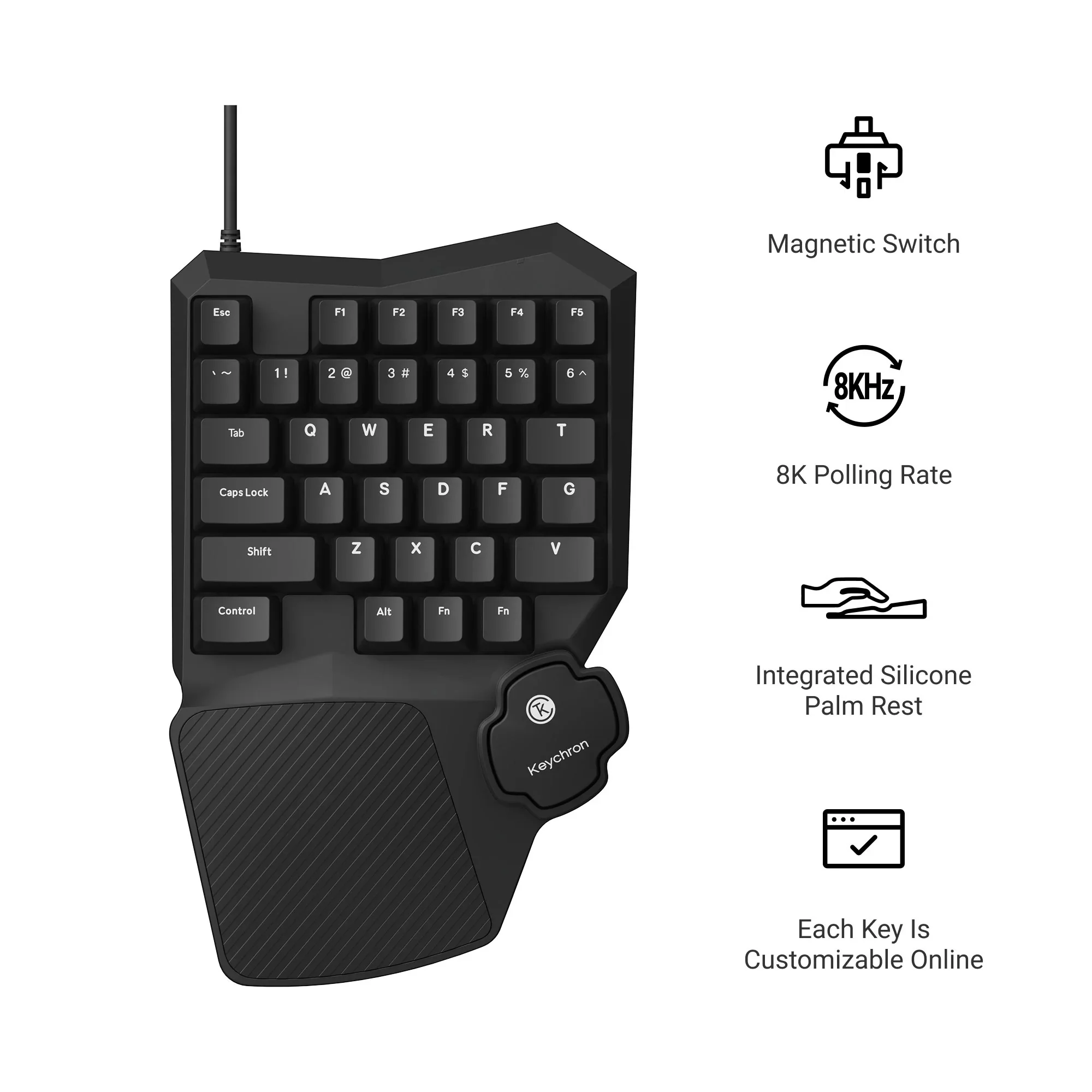 Keychron - C0 HE One Handed Magnetic Switch Gaming Keyboard - Magnetyczna Klawiatura Jednoręczna - Image 7
