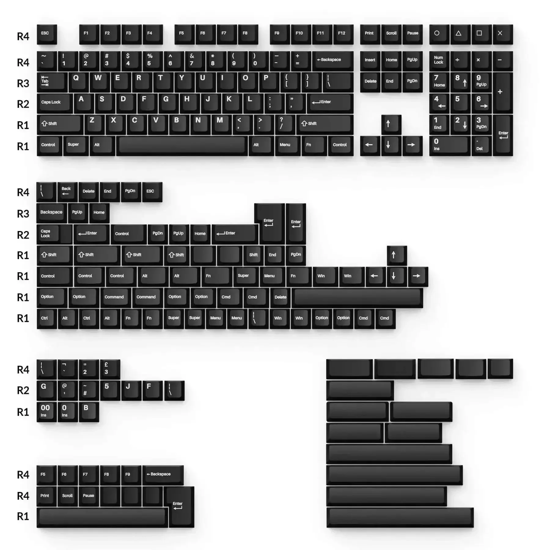 Keychron - Cherry Profile Double - Shot PBT Full Set Keycaps - White on Black - Wob - Image 2