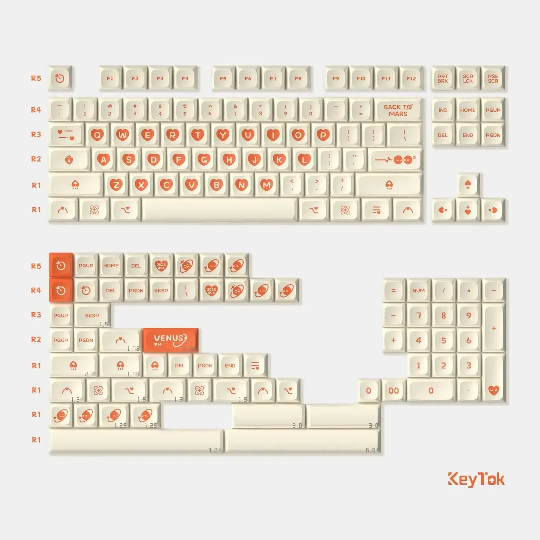 KeyTok - Cosmic Hearts: Venus And Mars KDA Dye-Sub PBT Keycaps - Image 2