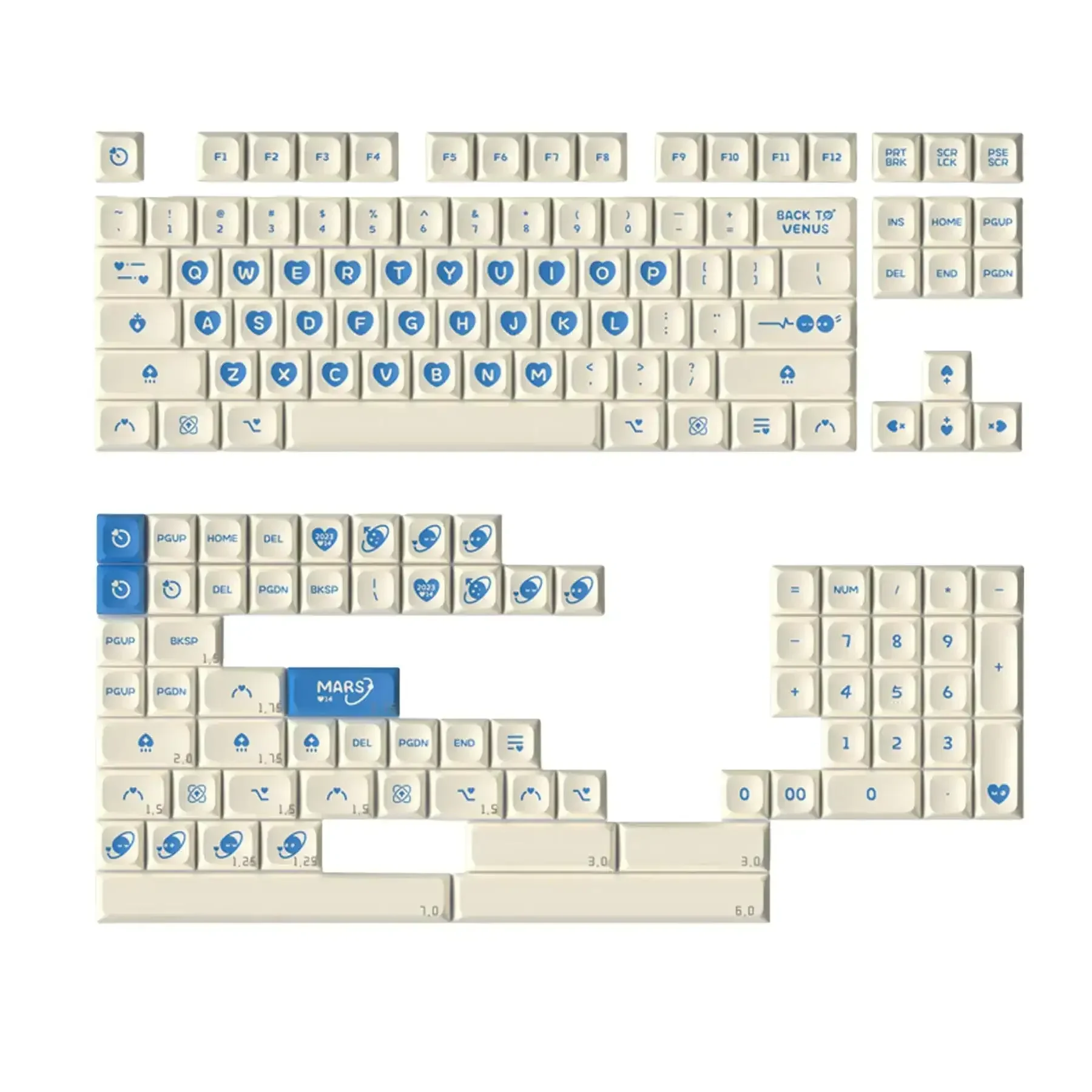 KeyTok - Cosmic Hearts: Venus And Mars KDA Dye-Sub PBT Keycaps - Image 3