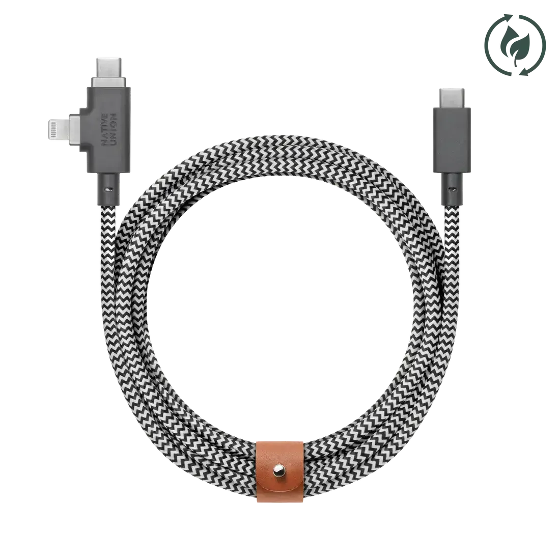 Native Union - Belt Cable Duo Pro 2.4M 240W (USB-C to USB-C & Lightning) - Kabel USB-C do USB-C i Lightning