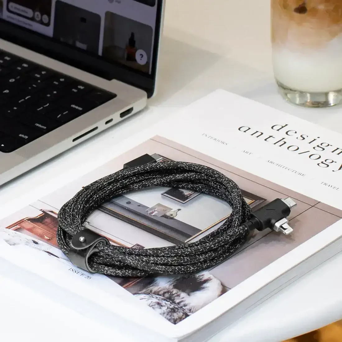 Native Union - Belt Cable Duo Pro 2.4M 240W (USB-C to USB-C & Lightning) - Kabel USB-C do USB-C i Lightning - Image 5